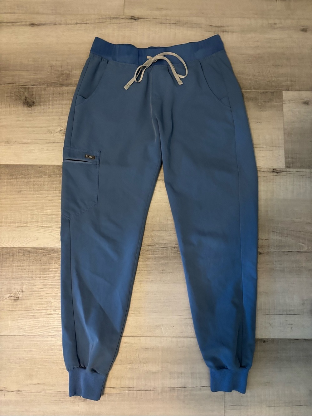 Code Happy Jogger Scrub Pants Women’s Medium Blue Stretch Medical Uniform